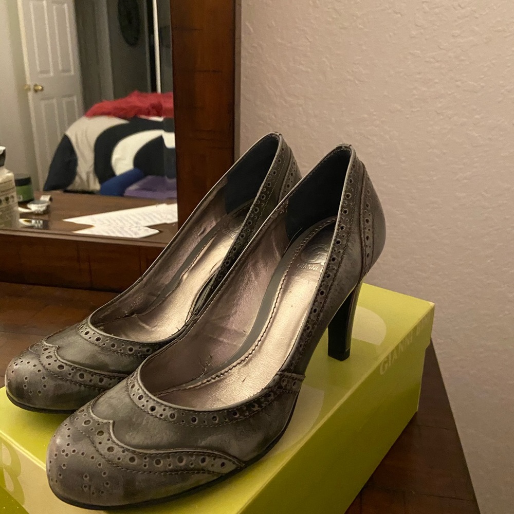 Dark gray pumps